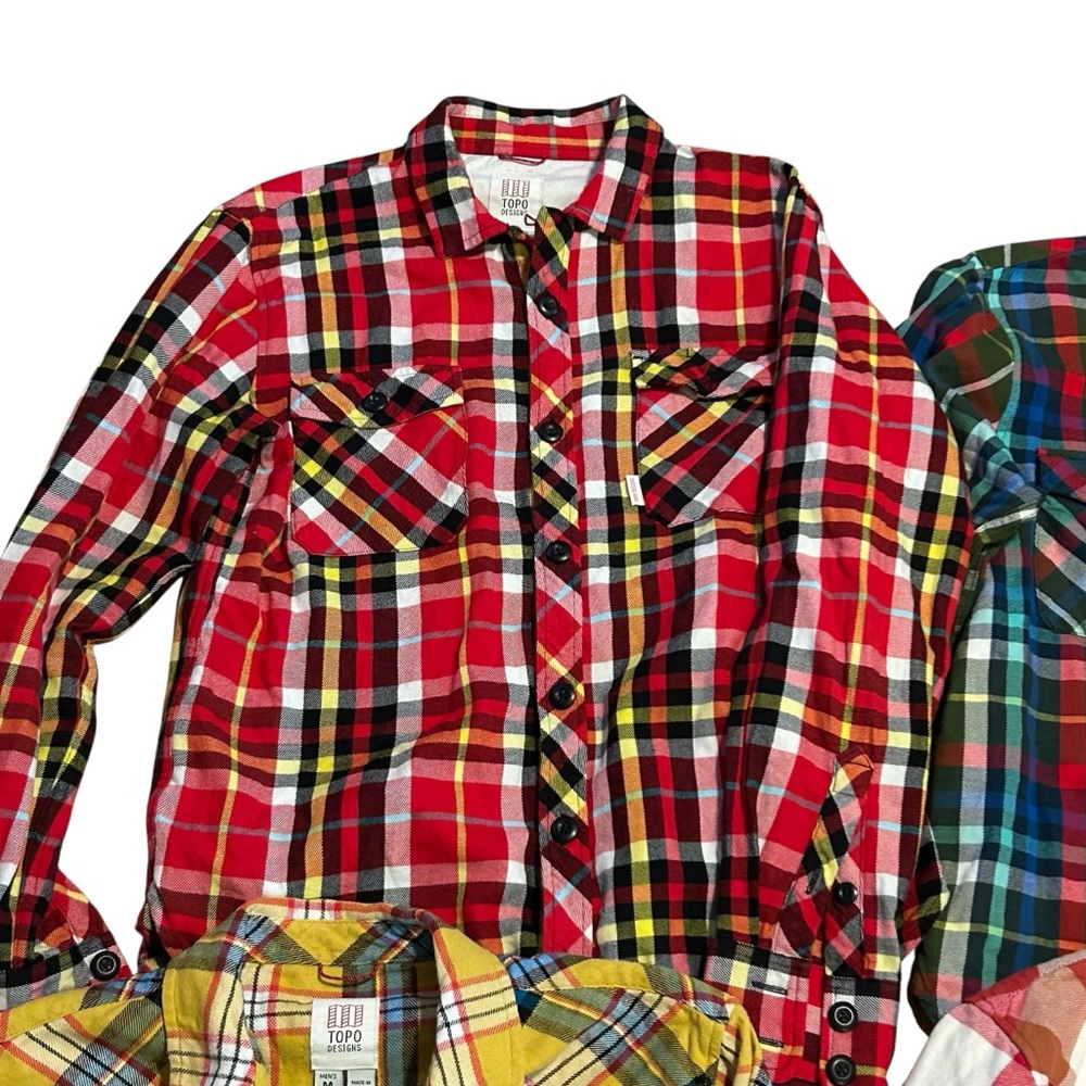 Topo Designs Plaid Flannel Shirts Lot Of 4 Mountain Sz Medium Button Down - Picture 5 of 6